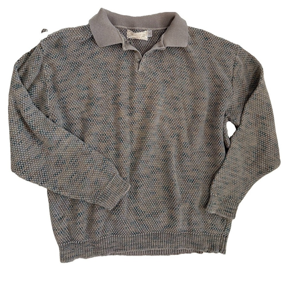Vintage 90s Shenandoah Block Knit Checkerboard Grandpa Sweater - Size Medium